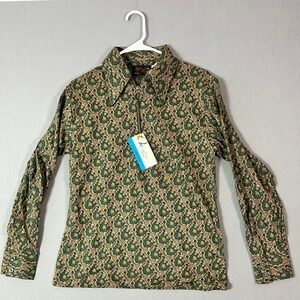 Vintage London Square Men's M 1/4‑Zip Ring‑Pull Jacquard Top – Late 90s/2000s